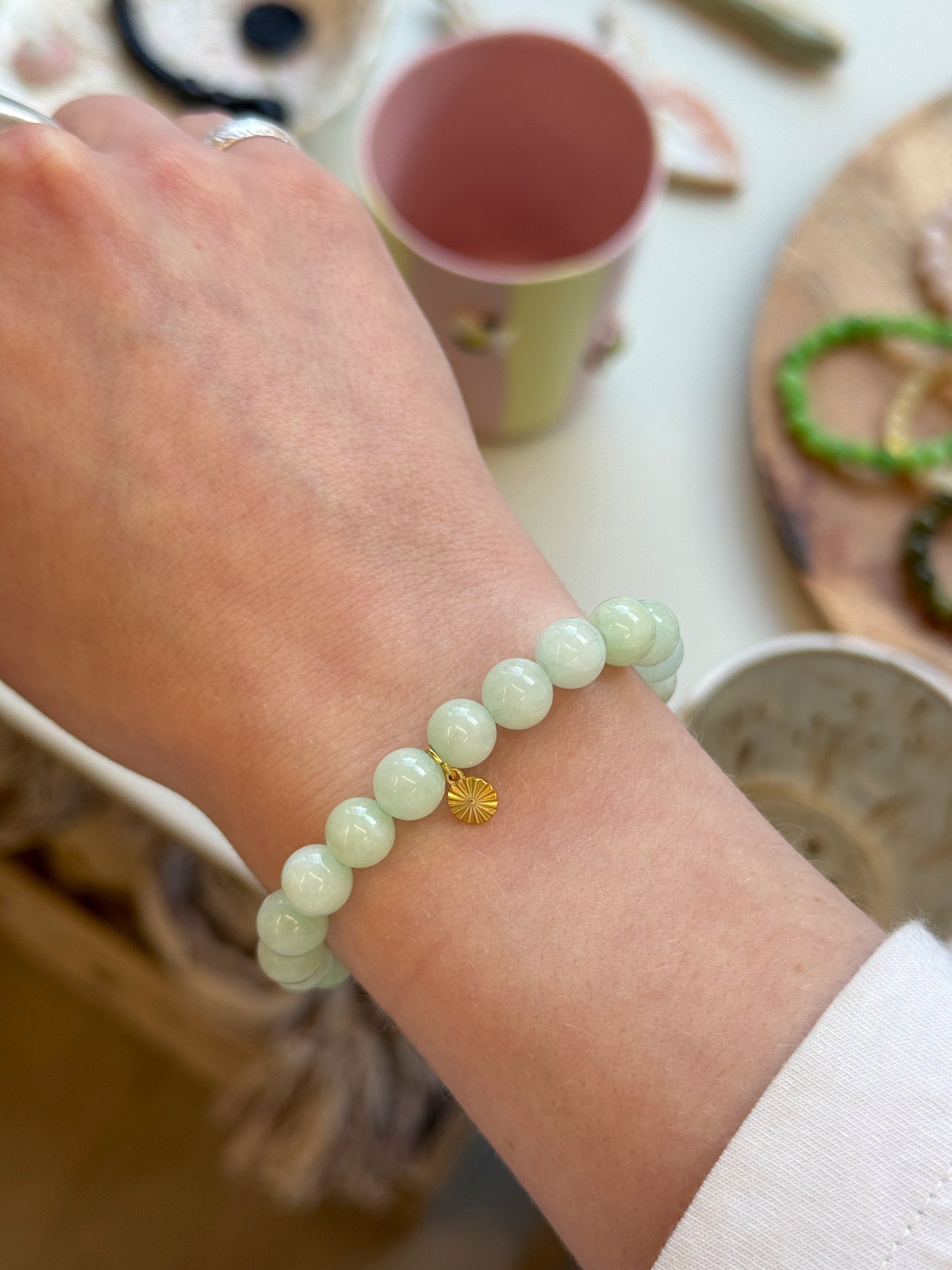 Armbånd m. natursten | Lysegrøn