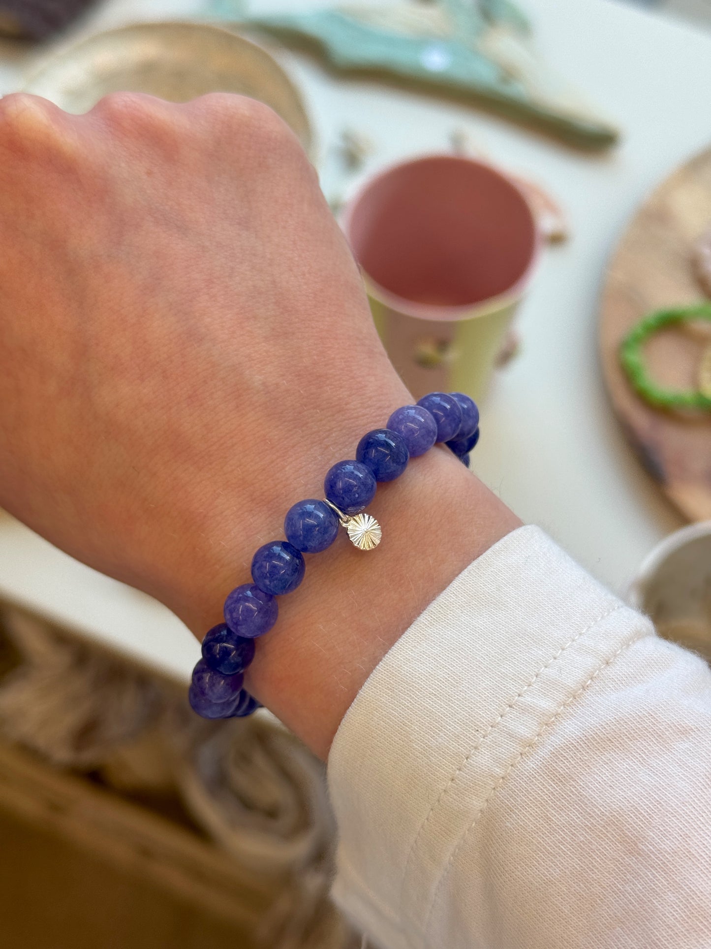 Armbånd m. natursten | Blå