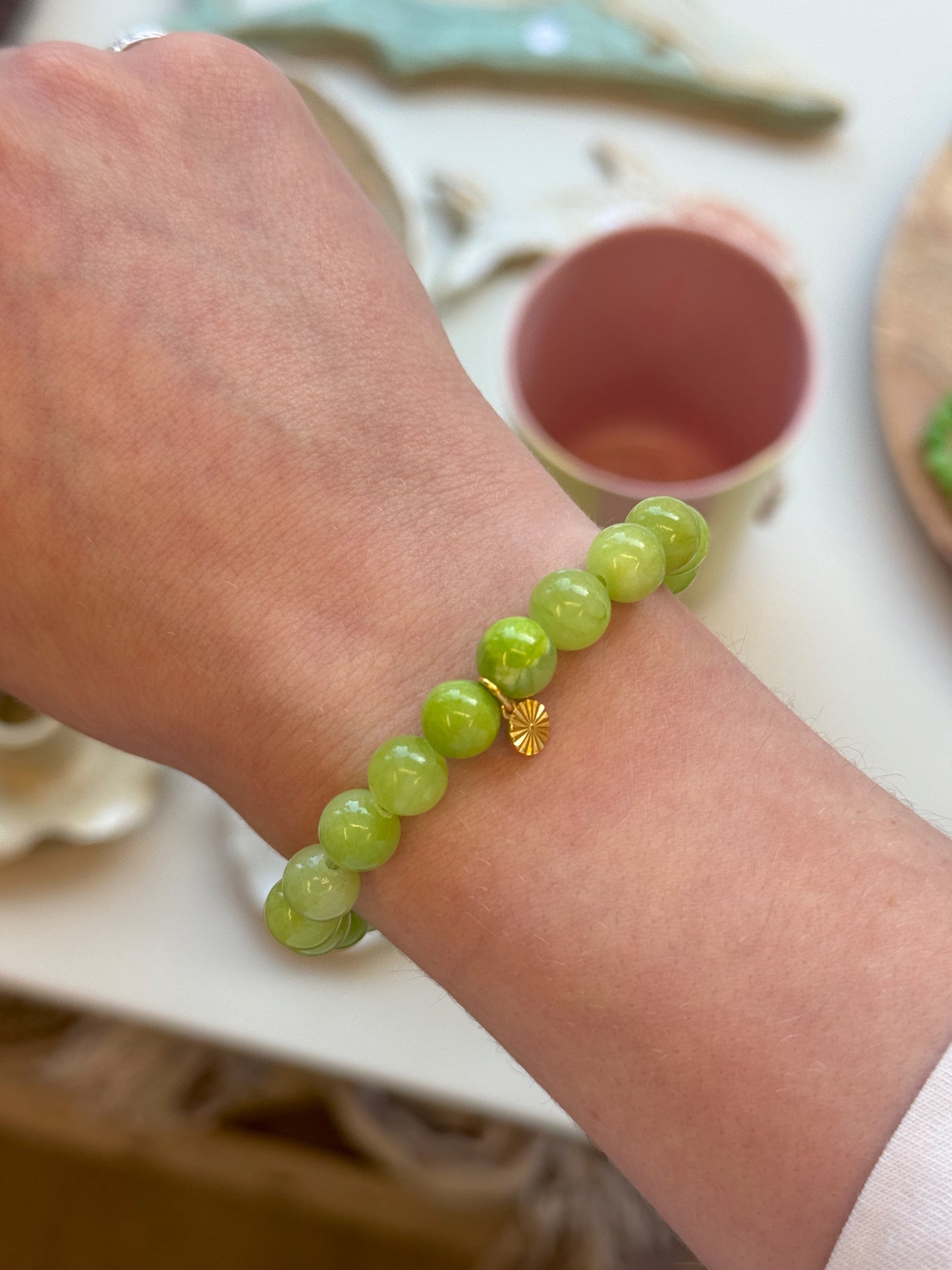 Armbånd m. natursten | Lime