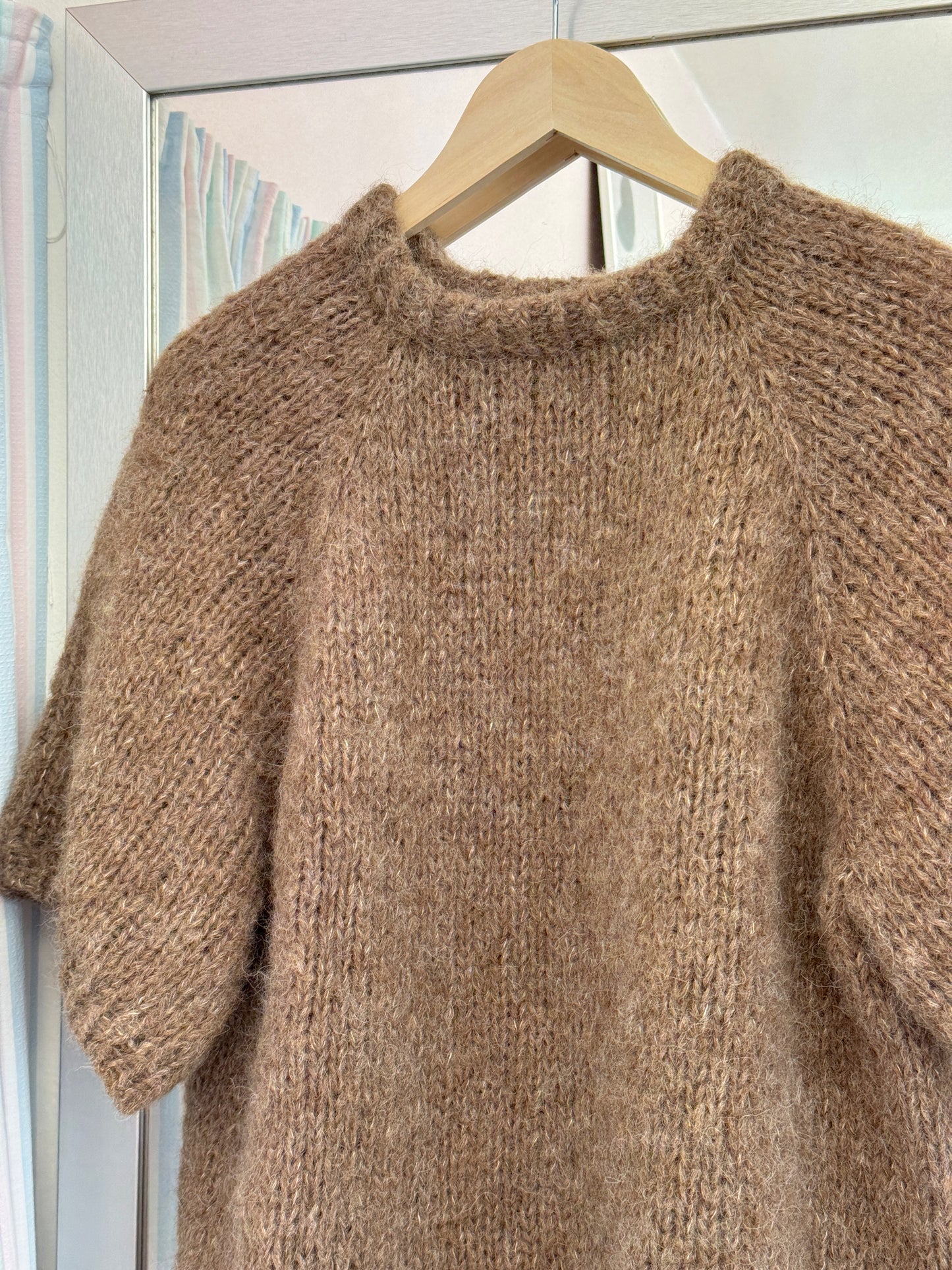 Kortærmet striktrøje | Alpaca/Silke