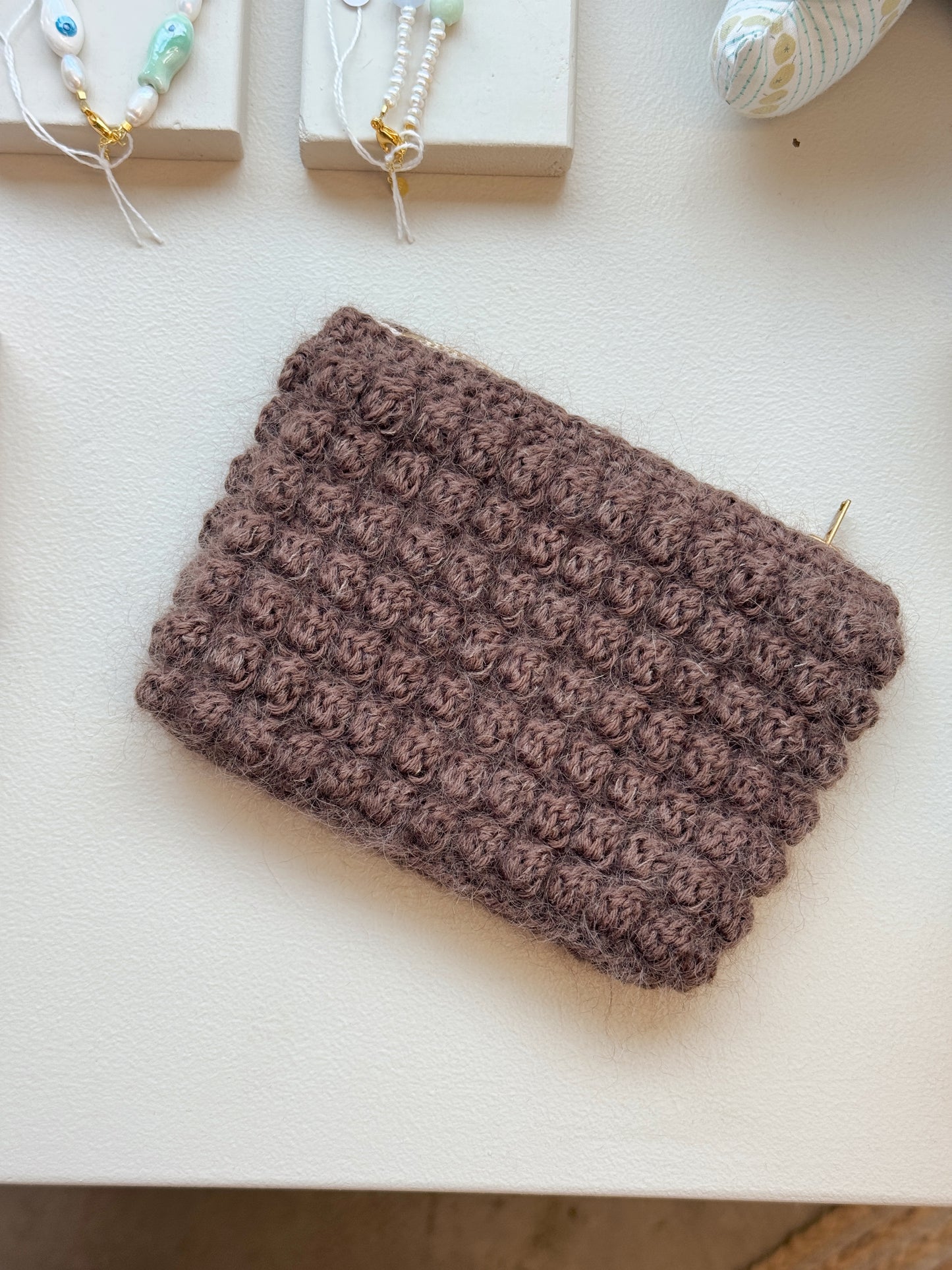 Bubble Clutch, lille | Brun