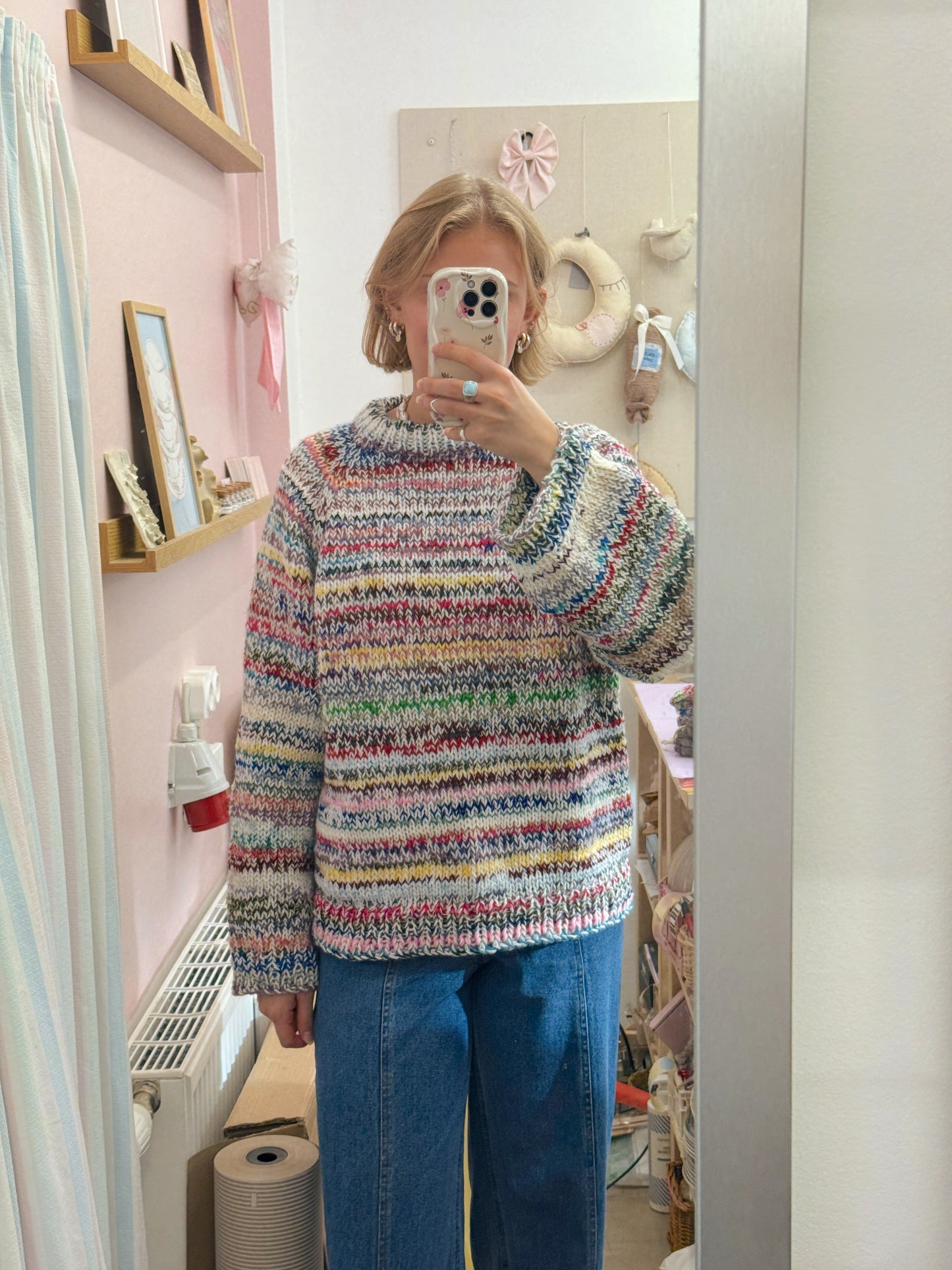 Langærmet striktrøje | Str. XL