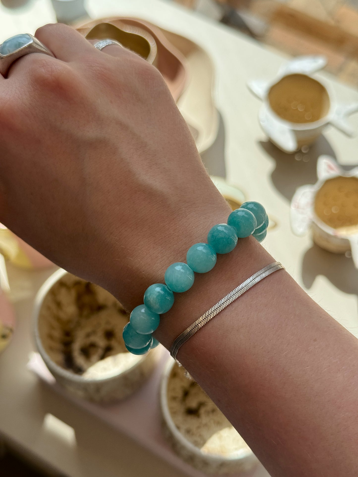 Armbånd m. natursten | Turkis