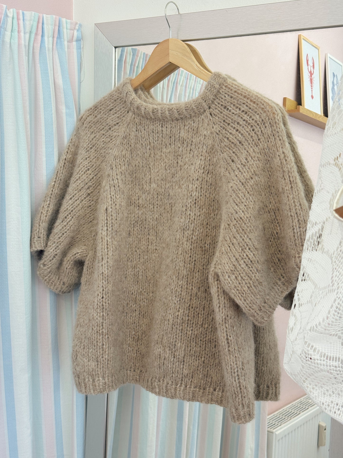 Kortærmet striktrøje | Alpaca/Silke