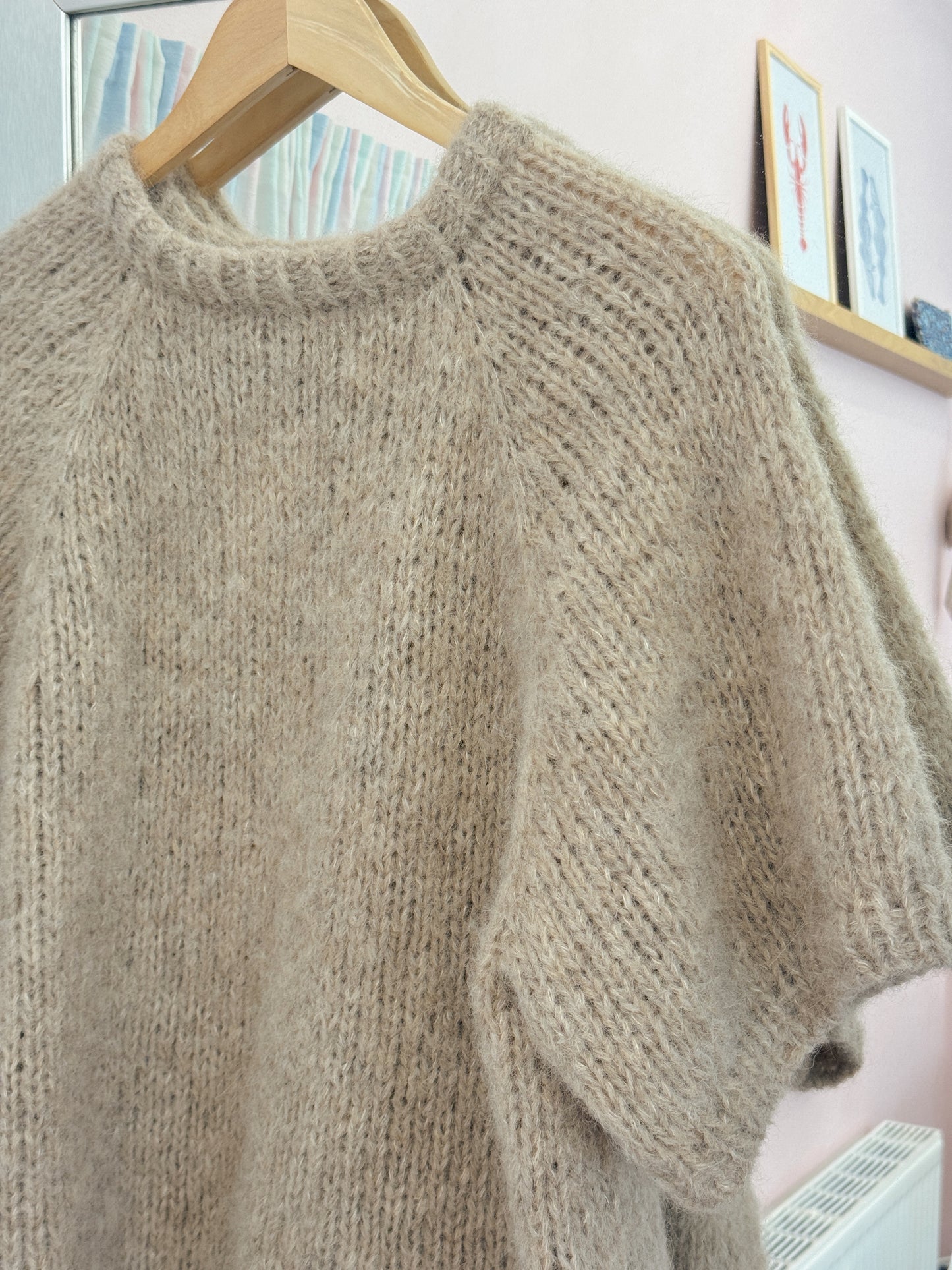 Kortærmet striktrøje | Alpaca/Silke