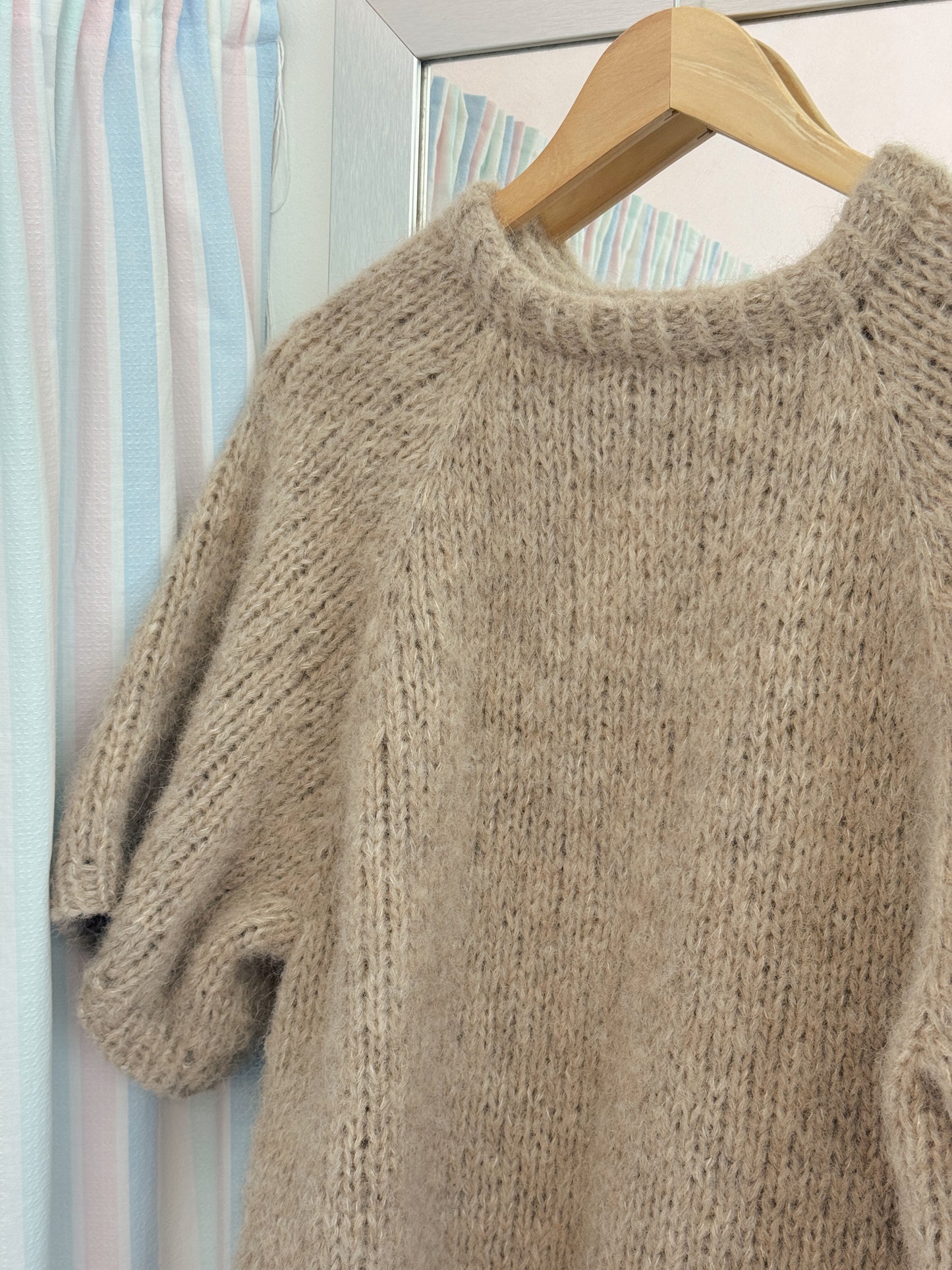 Kortærmet striktrøje | Alpaca/Silke