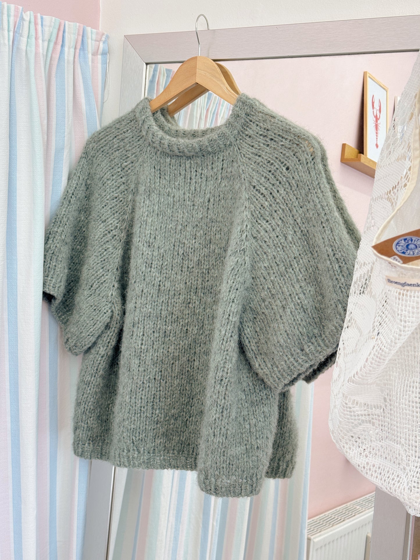 Kortærmet striktrøje | Alpaca/Silke