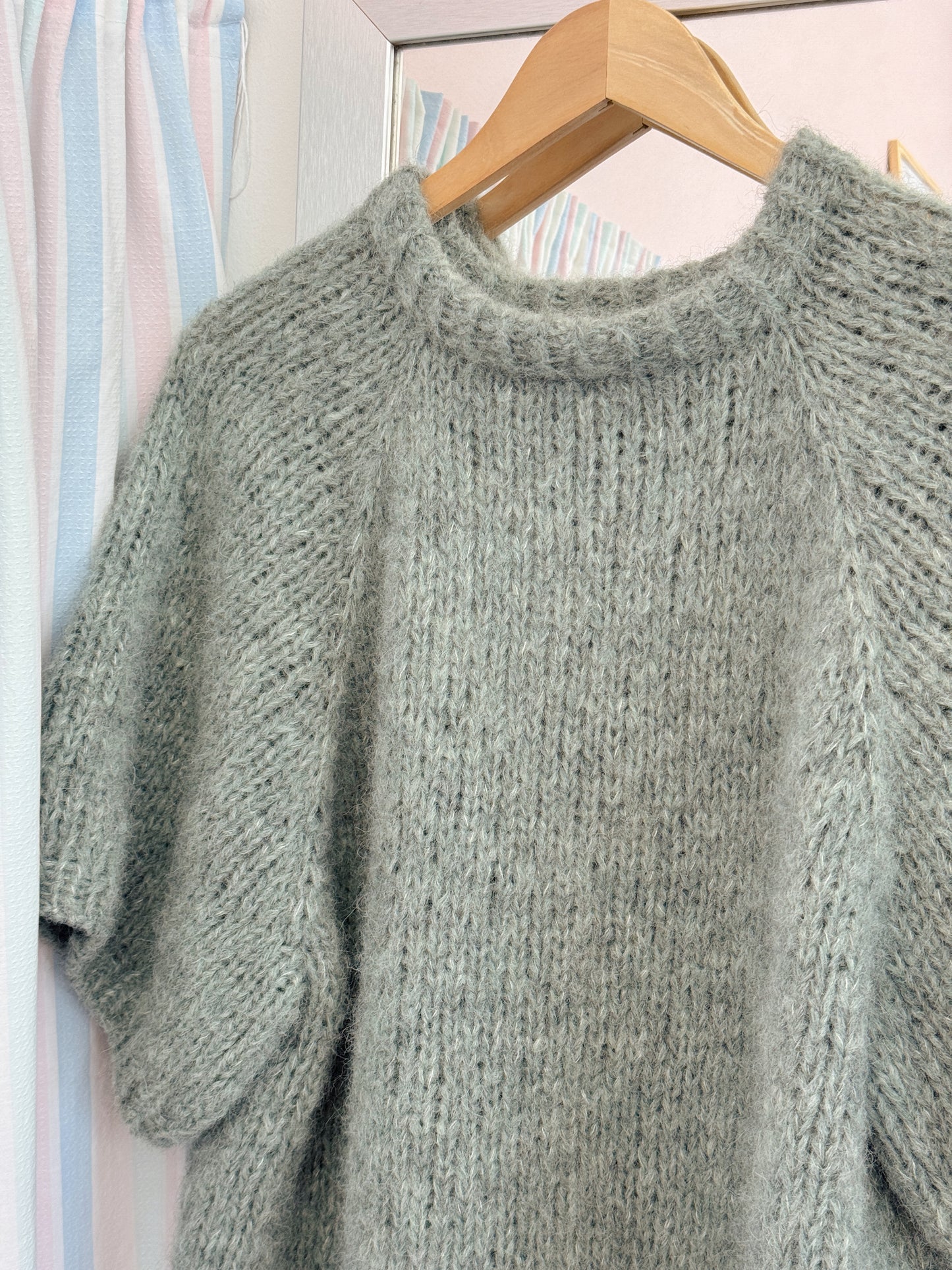 Kortærmet striktrøje | Alpaca/Silke
