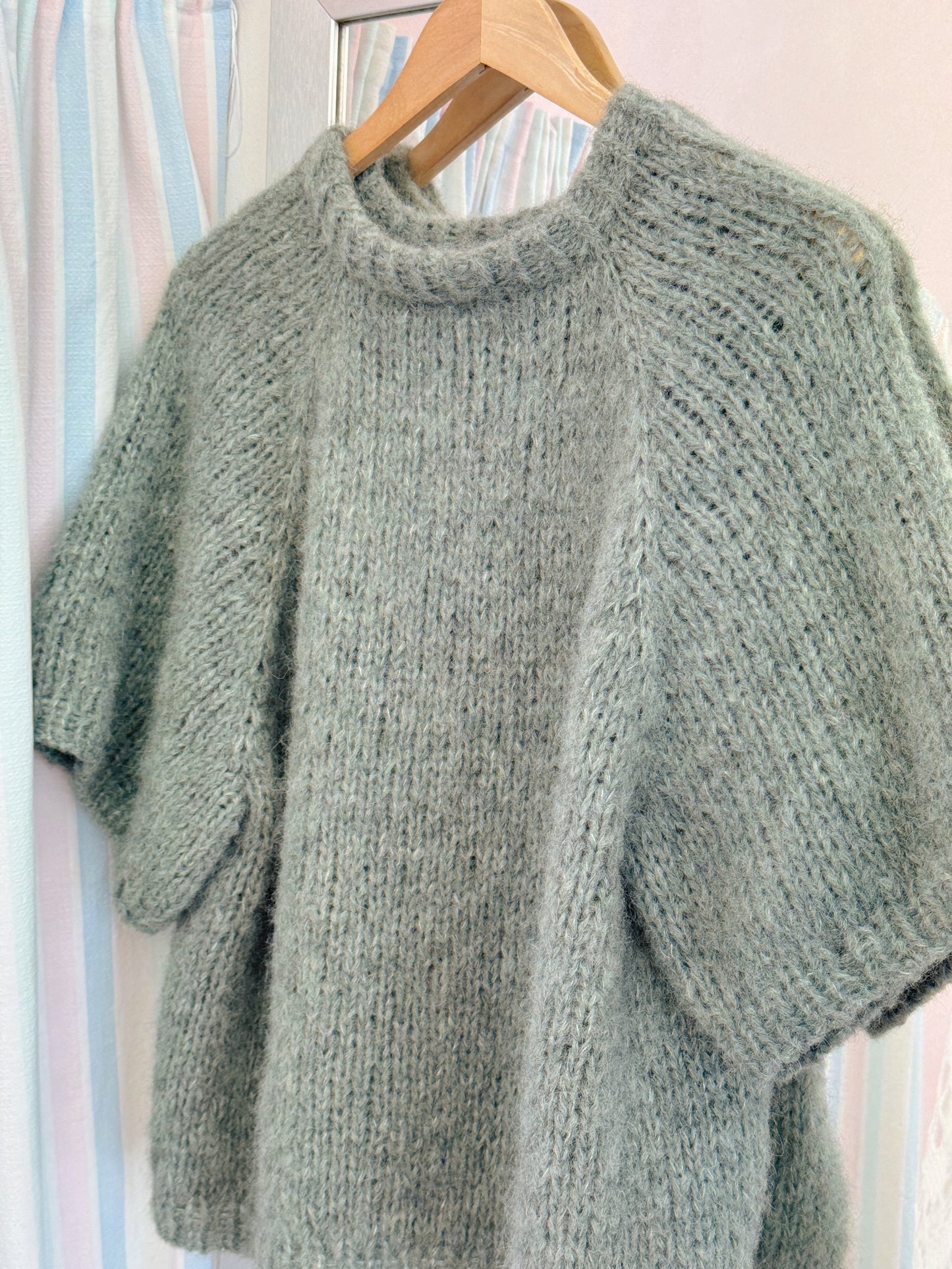 Kortærmet striktrøje | Alpaca/Silke