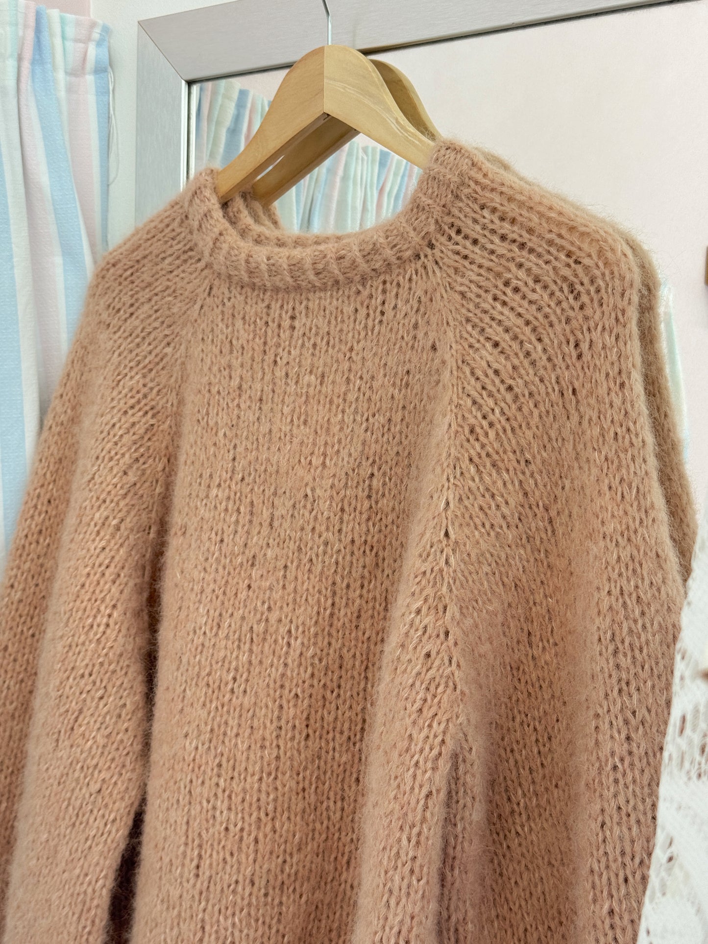 Langærmet striktrøje | Alpaca/Silke