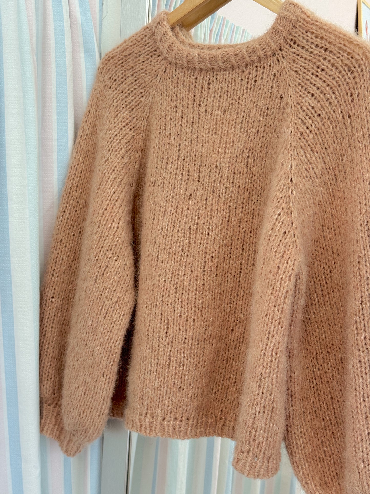 Langærmet striktrøje | Alpaca/Silke