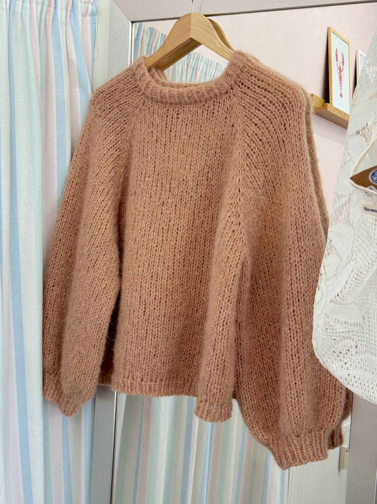 Langærmet striktrøje | Alpaca/Silke