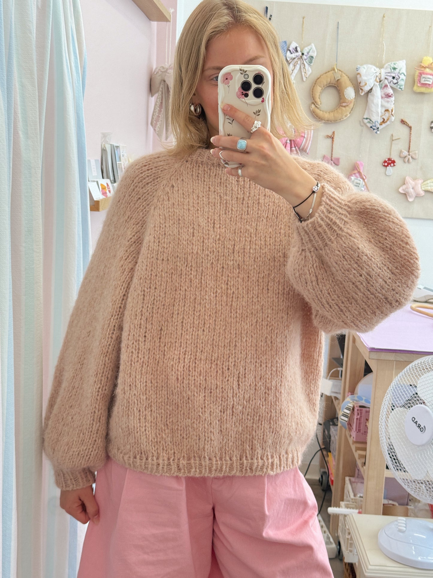 Langærmet striktrøje | Alpaca/Silke