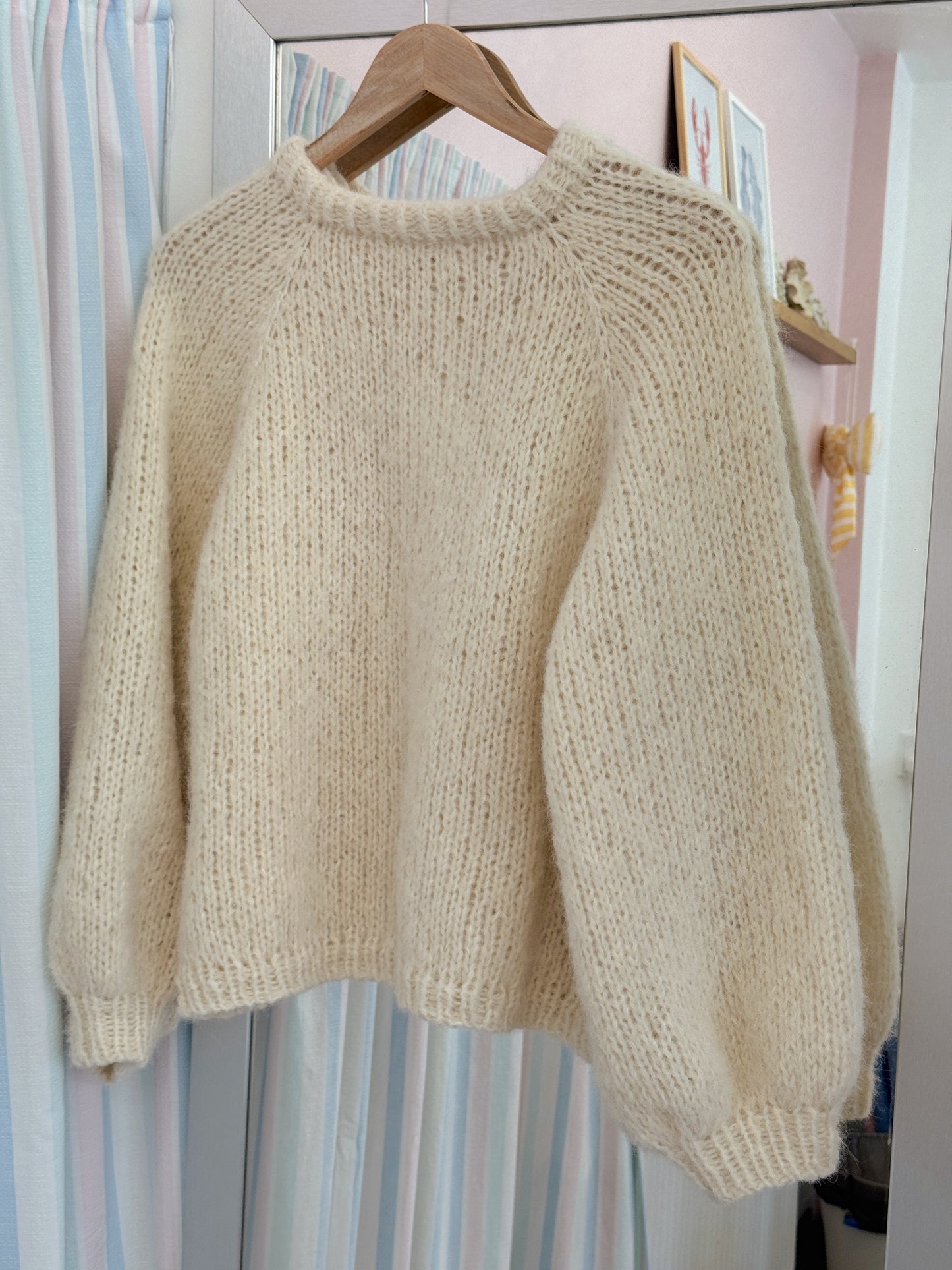 Langærmet striktrøje | Alpaca/Silke