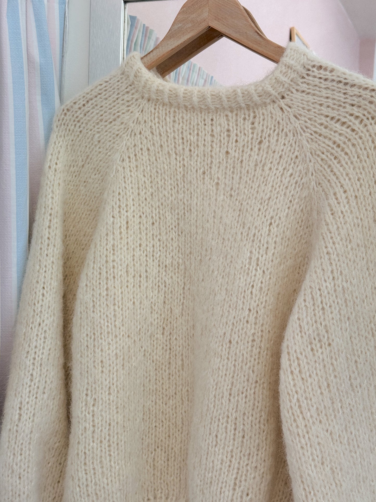 Langærmet striktrøje | Alpaca/Silke