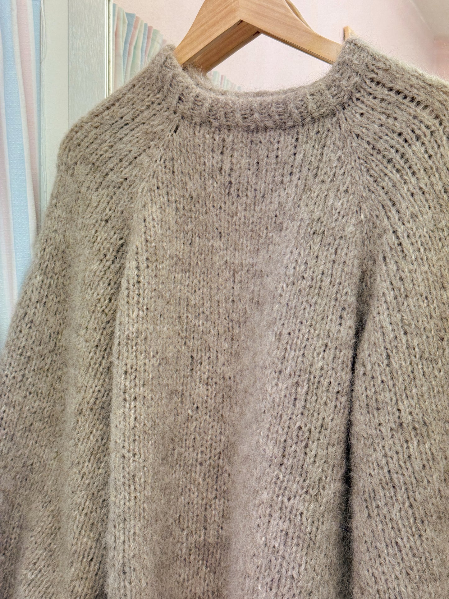 Langærmet striktrøje | Alpaca/Silke