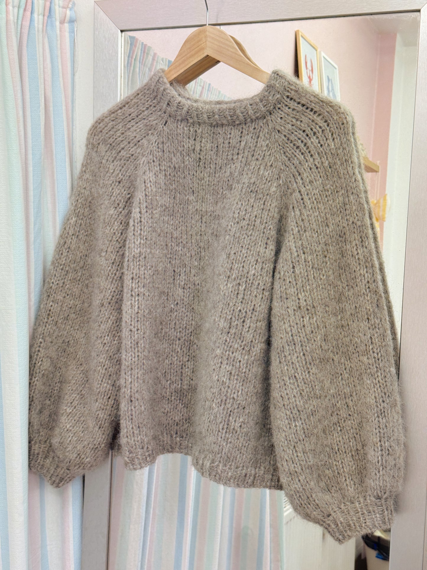 Langærmet striktrøje | Alpaca/Silke