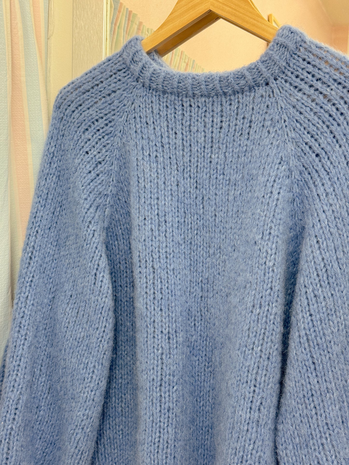 Langærmet striktrøje | Alpaca/Silke