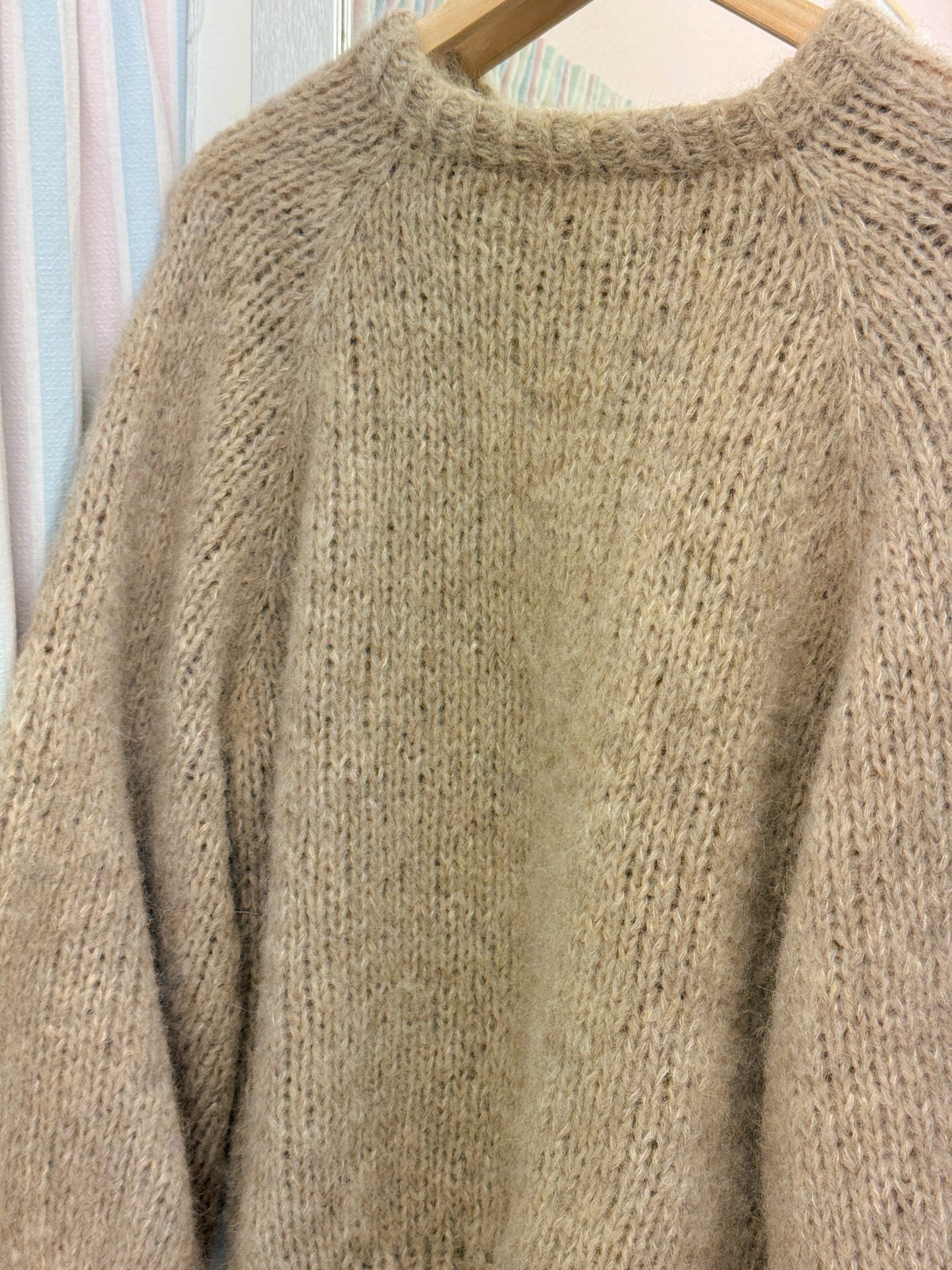Langærmet striktrøje | Alpaca/Silke