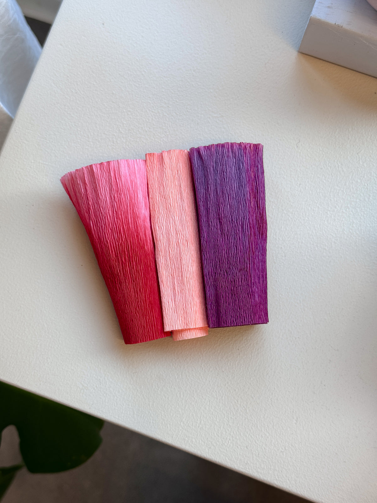 DIY-kit, blomster i crepepapir (3 stk)