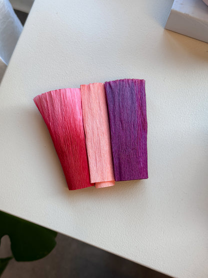 DIY-kit, blomster i crepepapir (3 stk)