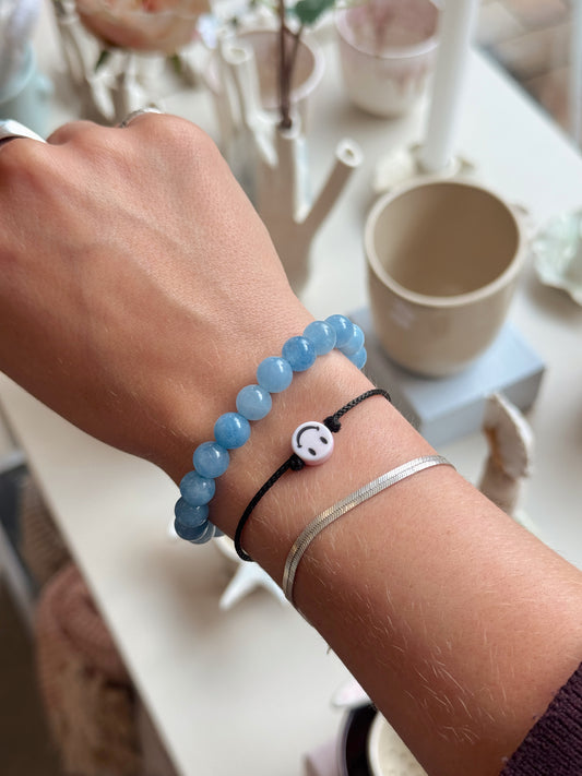 Armbånd m. natursten | Lyseblå