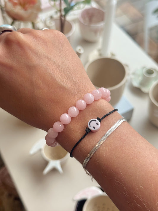 Armbånd m. natursten | Rosa