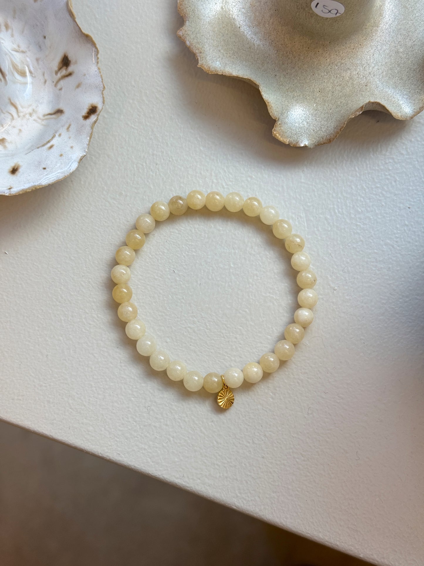 Armbånd m. natursten | Gul
