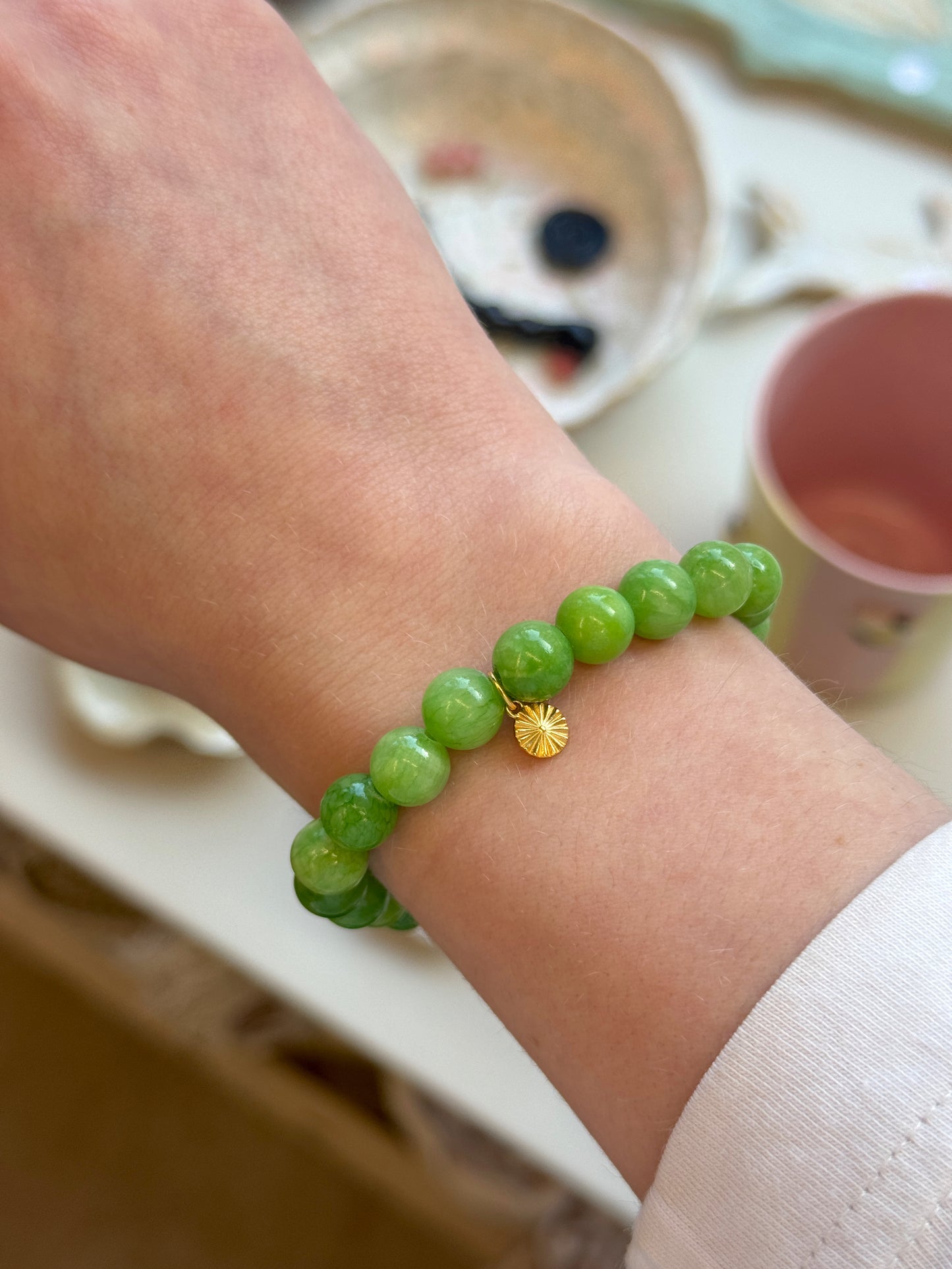 Armbånd m. natursten | Grøn