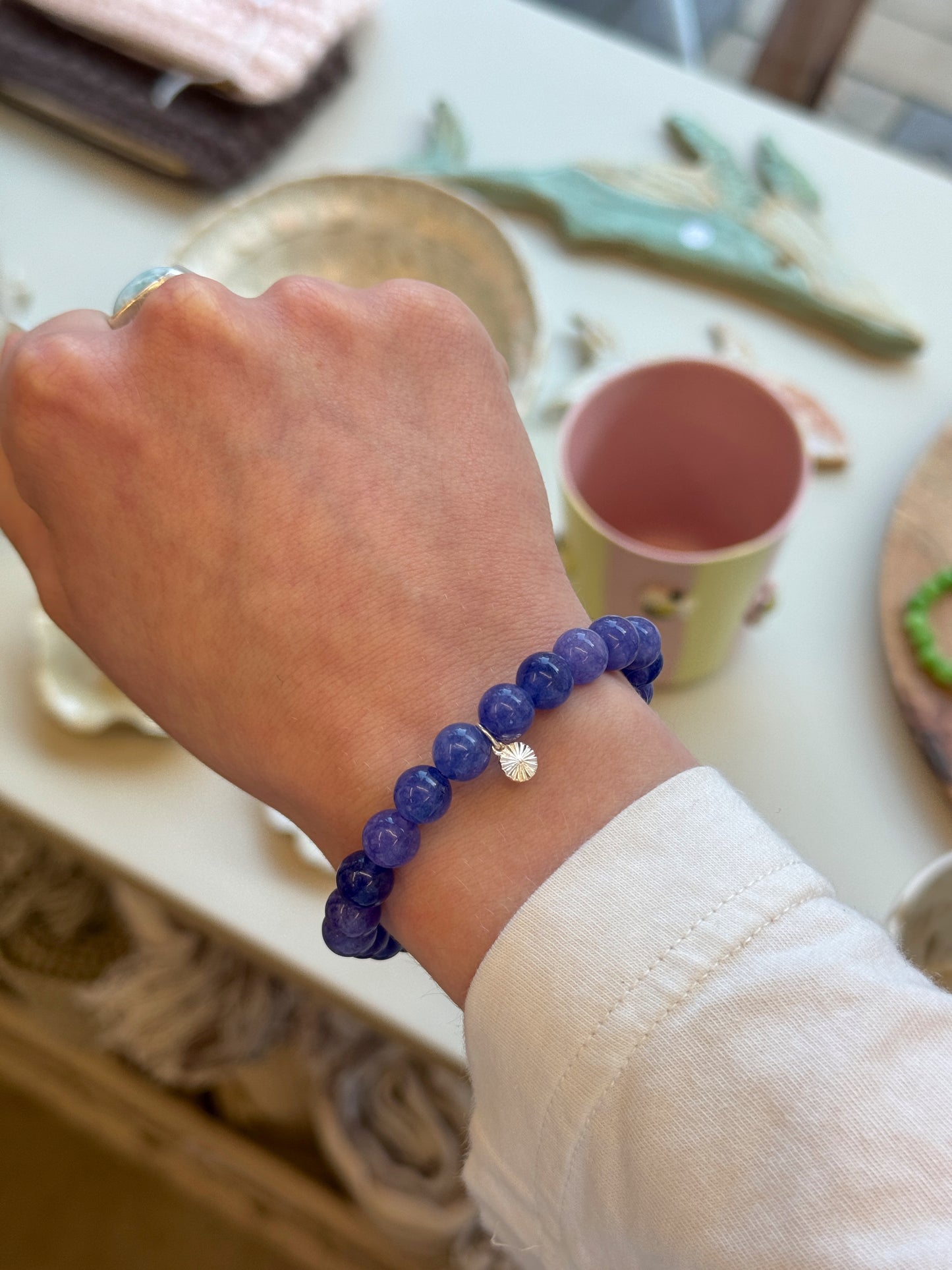Armbånd m. natursten | Blå