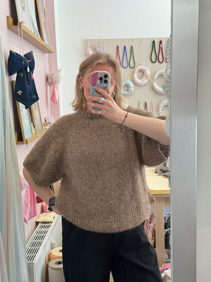 Kortærmet striktrøje | Alpaca/Silke