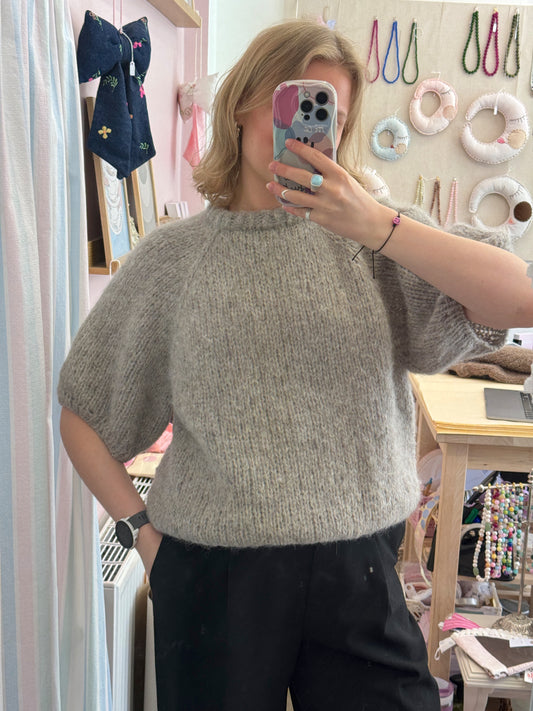 Kortærmet striktrøje | Alpaca/Silke