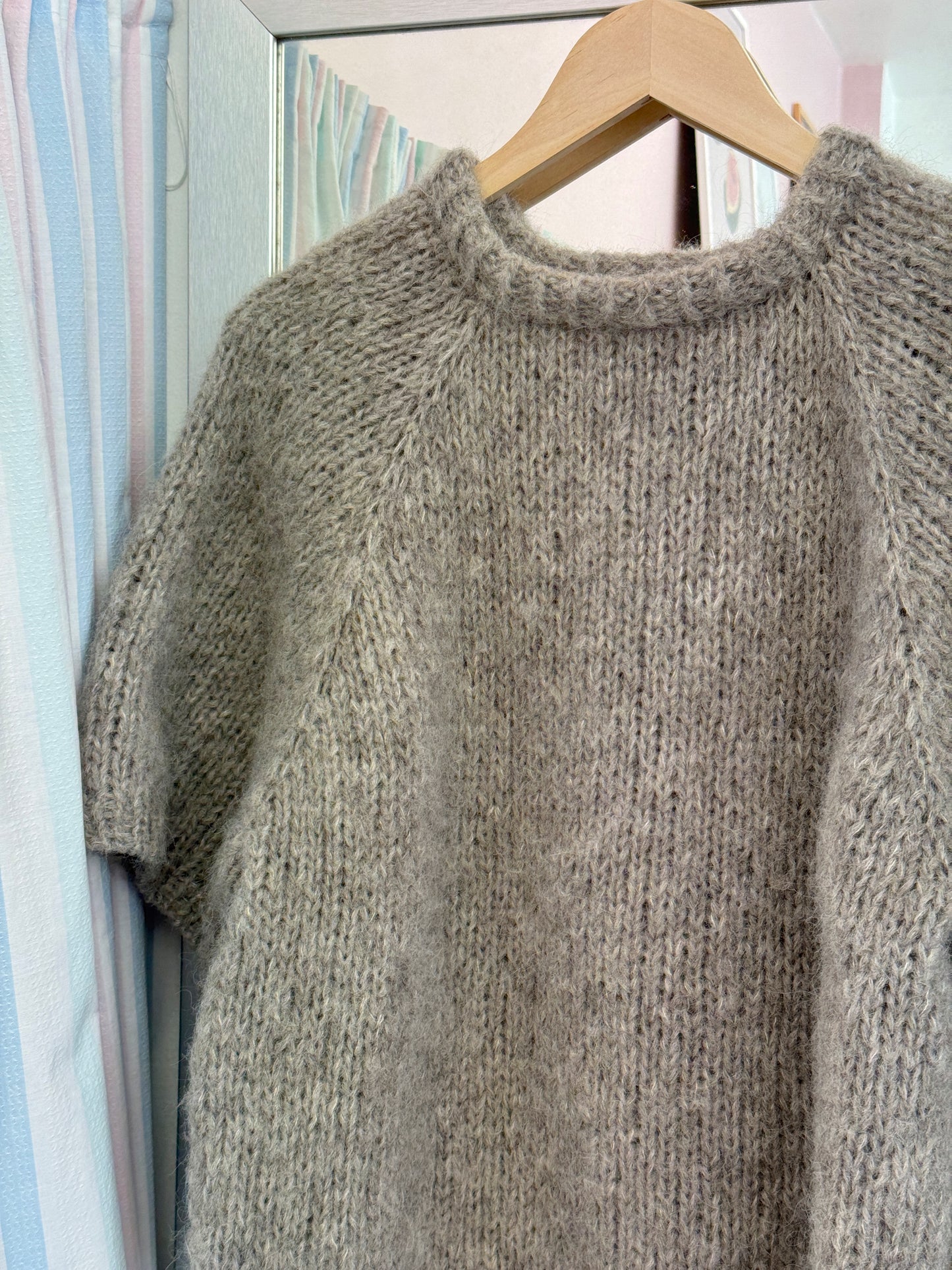 Kortærmet striktrøje | Alpaca/Silke