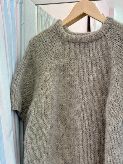 Kortærmet striktrøje | Alpaca/Silke