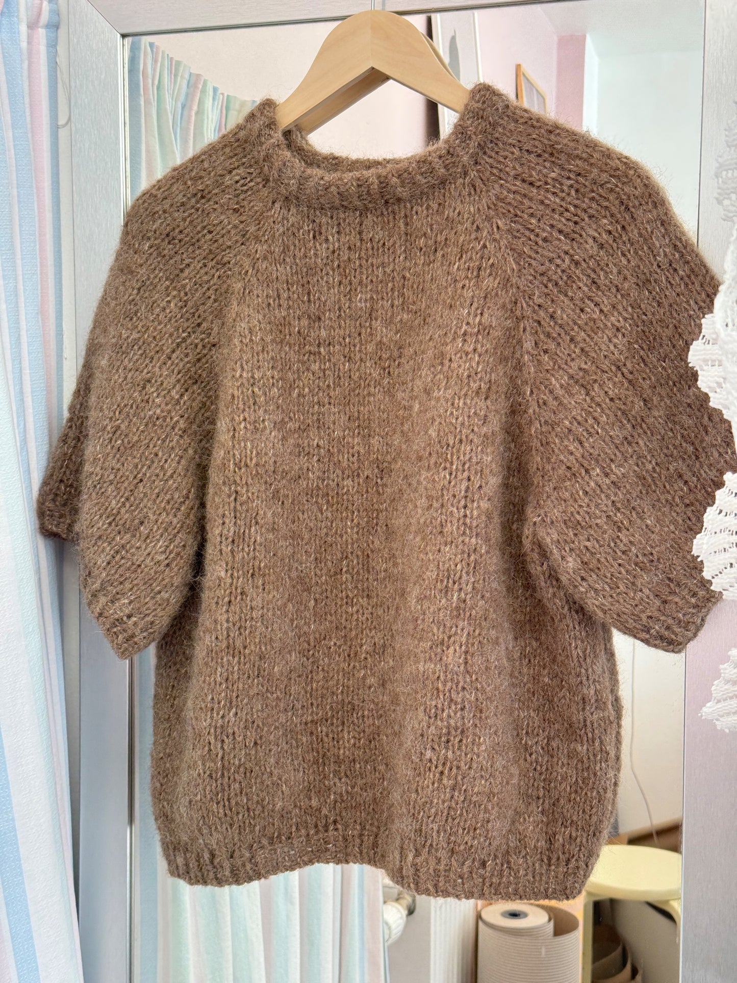 Kortærmet striktrøje | Alpaca/Silke