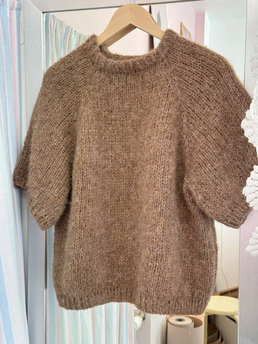 Kortærmet striktrøje | Alpaca/Silke