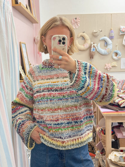 Langærmet striktrøje | Str. M