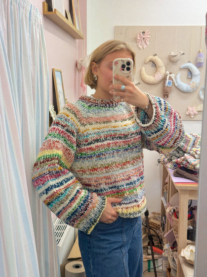 Langærmet striktrøje | Str. M