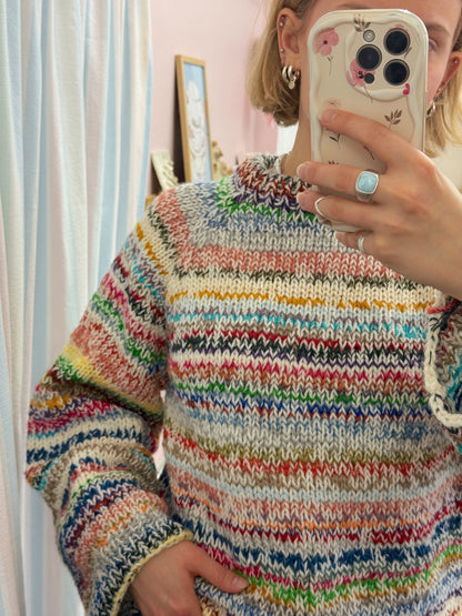 Langærmet striktrøje | Str. M