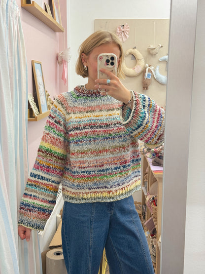 Langærmet striktrøje | Str. M