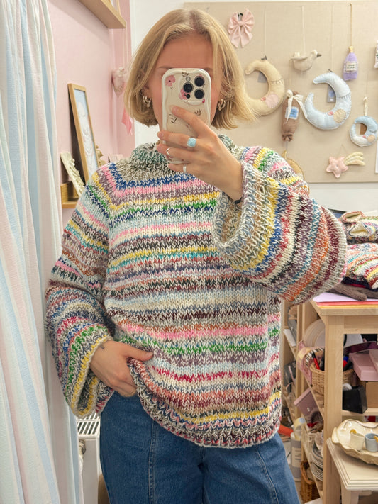 Langærmet striktrøje | Str. XL