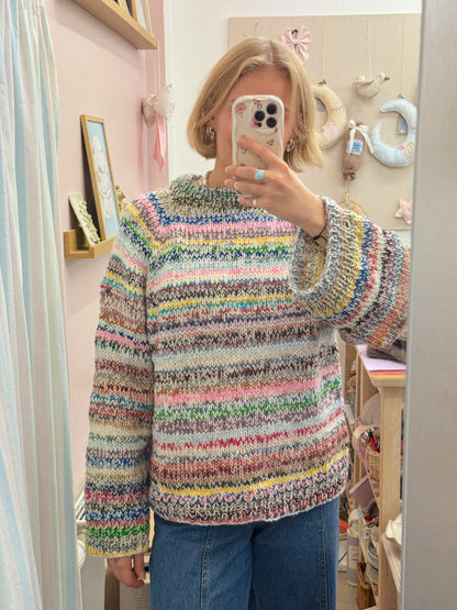 Langærmet striktrøje | Str. XL