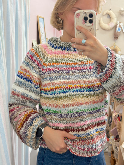 Langærmet striktrøje | Str. M