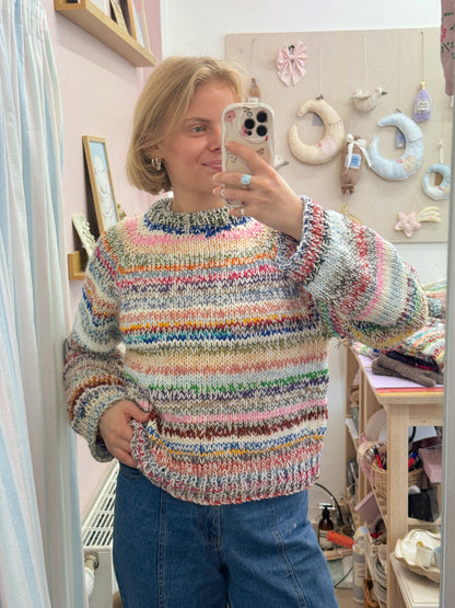 Langærmet striktrøje | Str. M