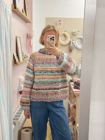 Langærmet striktrøje | Str. M