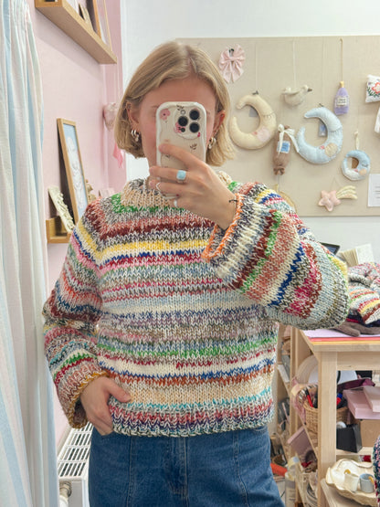 Langærmet striktrøje | Str. S