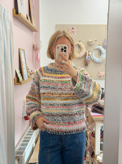 Langærmet striktrøje | Str. M