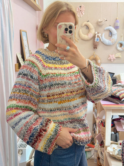 Langærmet striktrøje | Str. M