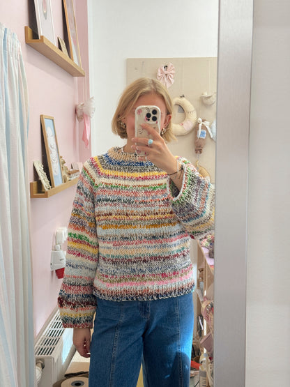 Langærmet striktrøje | Str. M