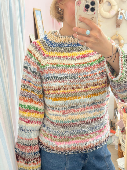 Langærmet striktrøje | Str. M